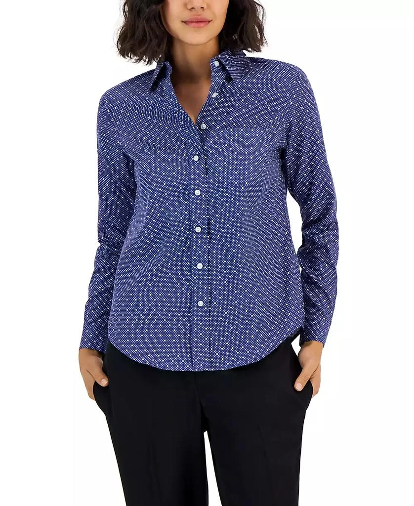 Jones New York Women's Easy Care Button Up Long Sleeve Blouse 1