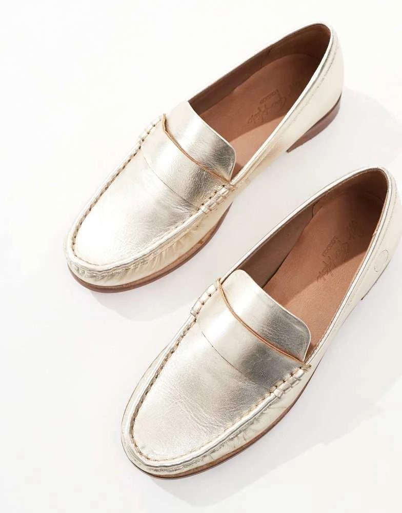 Off The Hook OFF THE HOOK LEYTON slip on loafer leather casual shoes in gold 3