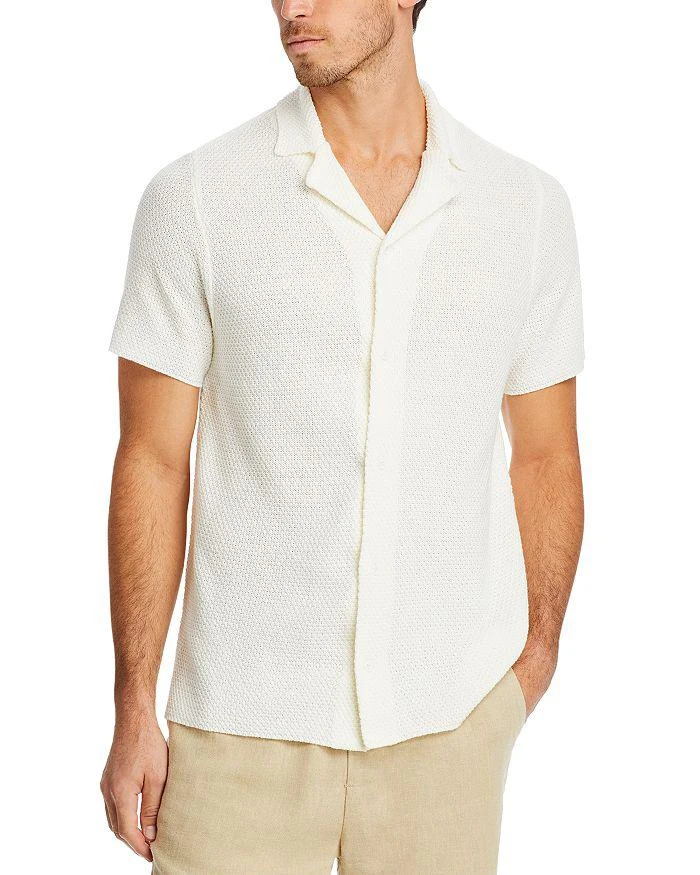 Onia Cotton Blend Textured Knit Button Down Camp Shirt 1