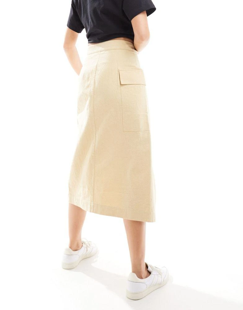 & Other Stories & Other Stories utility asymmetric wrap midi skirt with pocket detail in natural 3