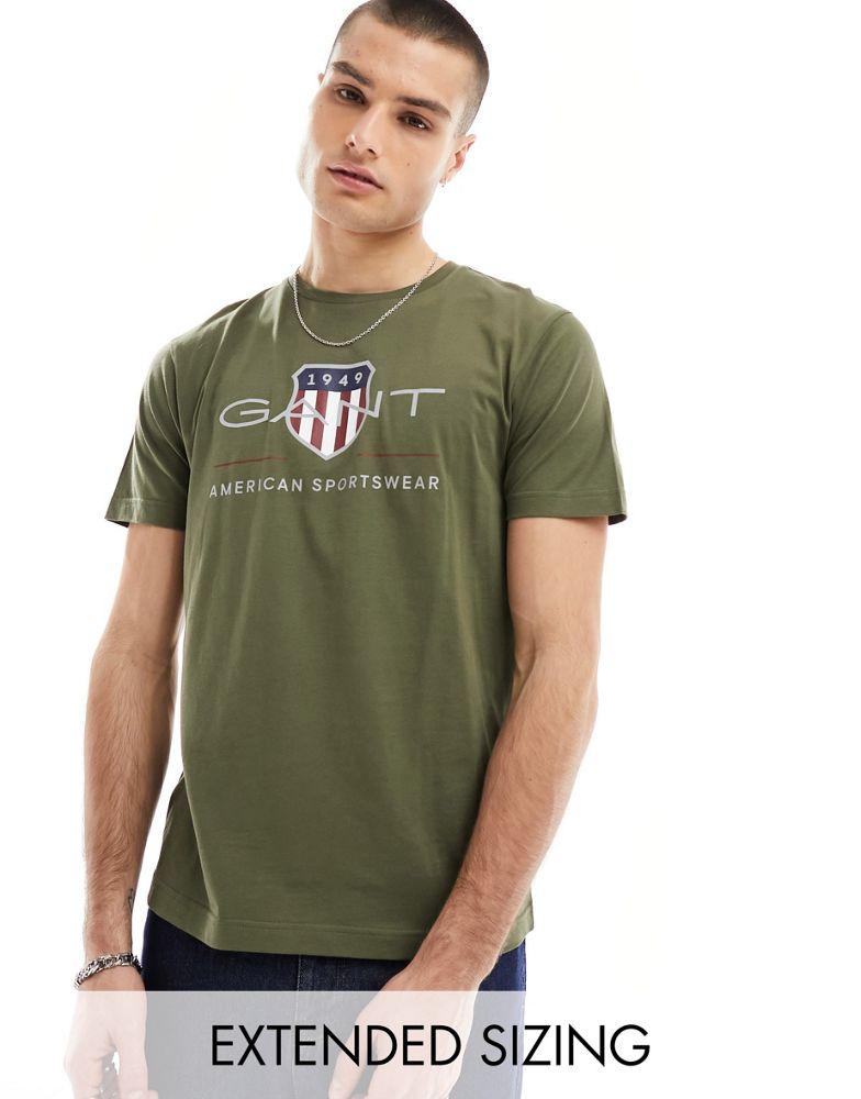 Gant GANT archive shield logo t-shirt in khaki green