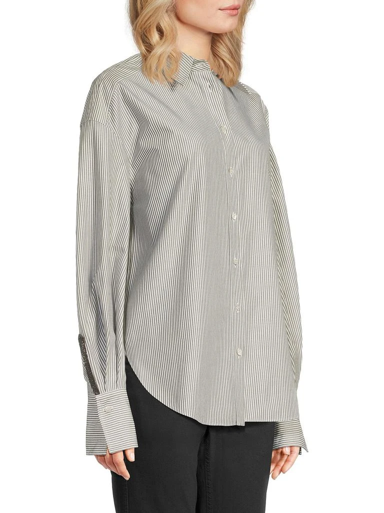 Brunello Cucinelli Striped Cotton-Blend Button-Front Shirt 2