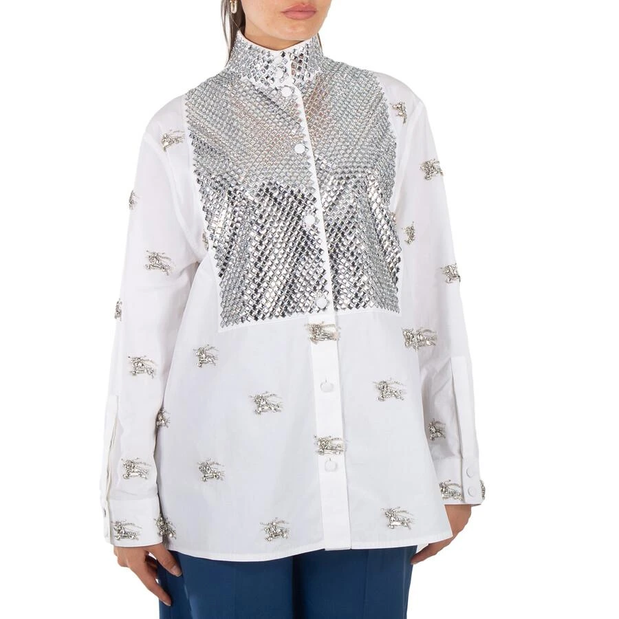 Burberry Ekd Crystal-Embellished Shirt In White 1