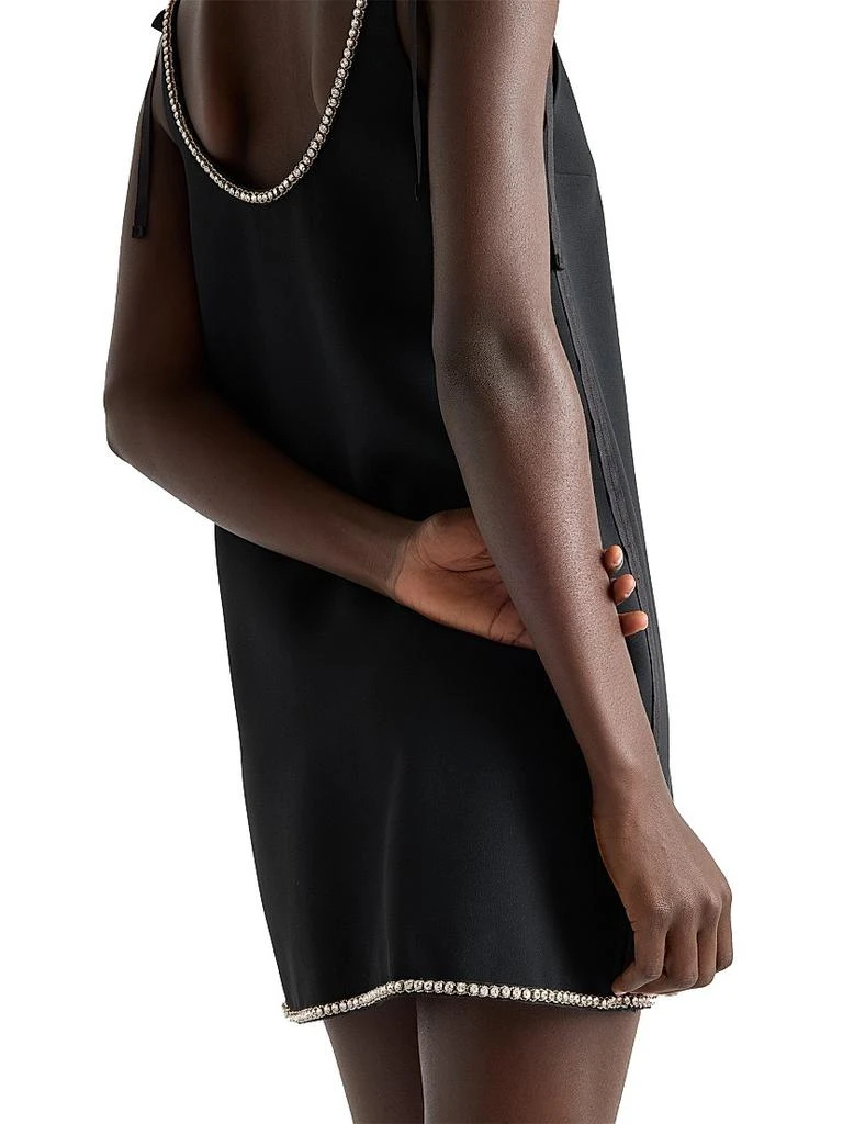 prada mini black dress Prada AW25 Black Sleeveless Mini Dress with Diamante Button and Bow De –  Sellier