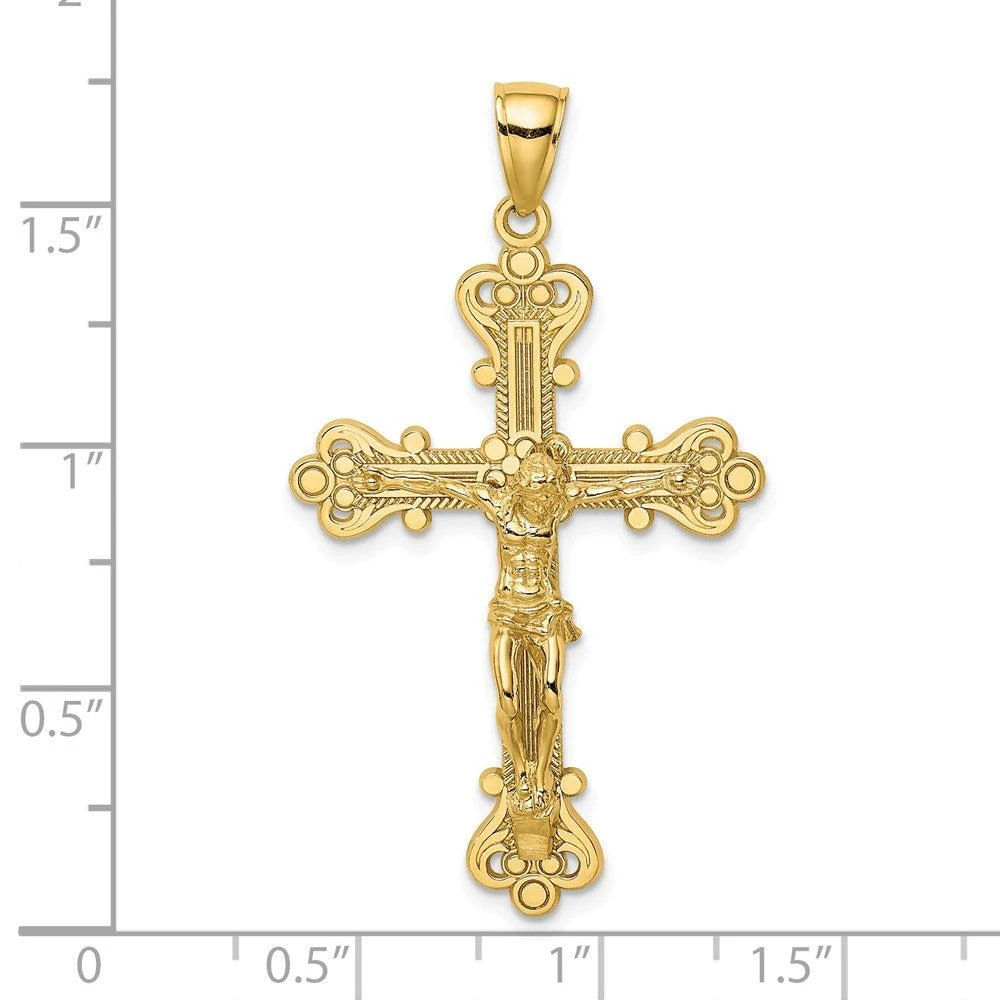 Diamond2Deal 14k Yellow Gold Textured Crucifix Charm Pendant 3