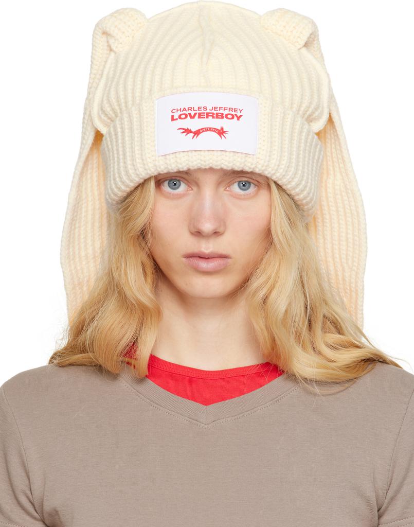 Charles Jeffrey Loverboy Off-White Chunky Rabbit Beanie Charles Jeffrey Loverboy Off-White Chunky Rabbit Beanie