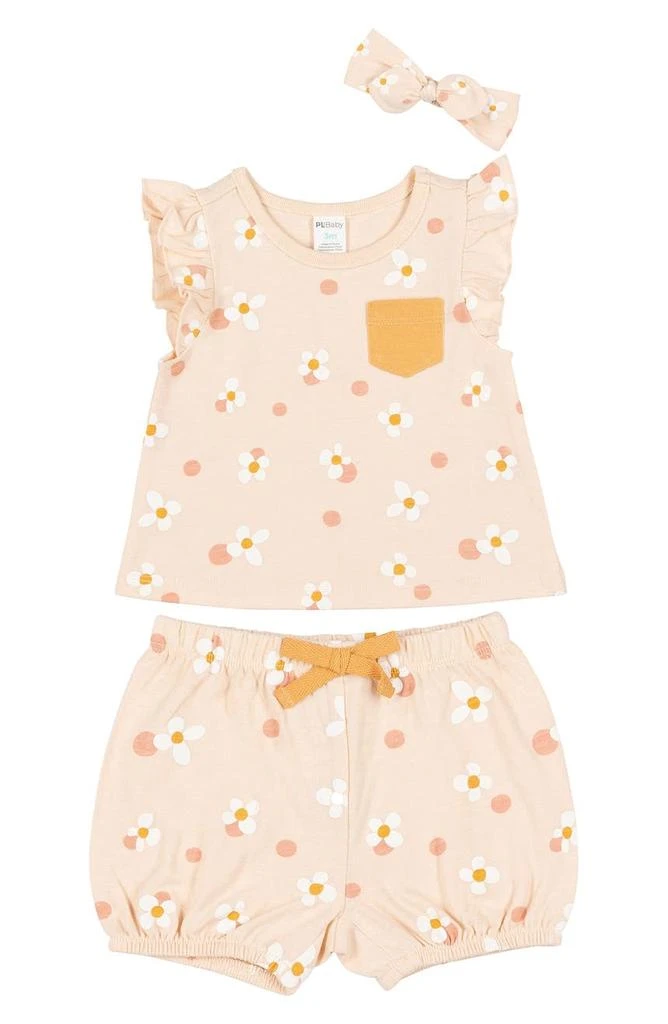 Petit Lem Daisy Pocket Tee & Shorts Outfit - 3-Piece Set 1