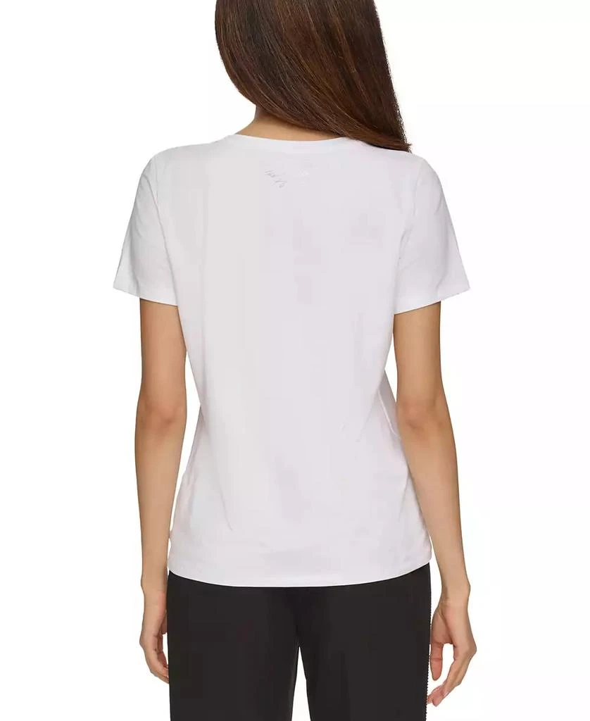 KARL LAGERFELD PARIS Women's Metallic Logo Print T-Shirt 2