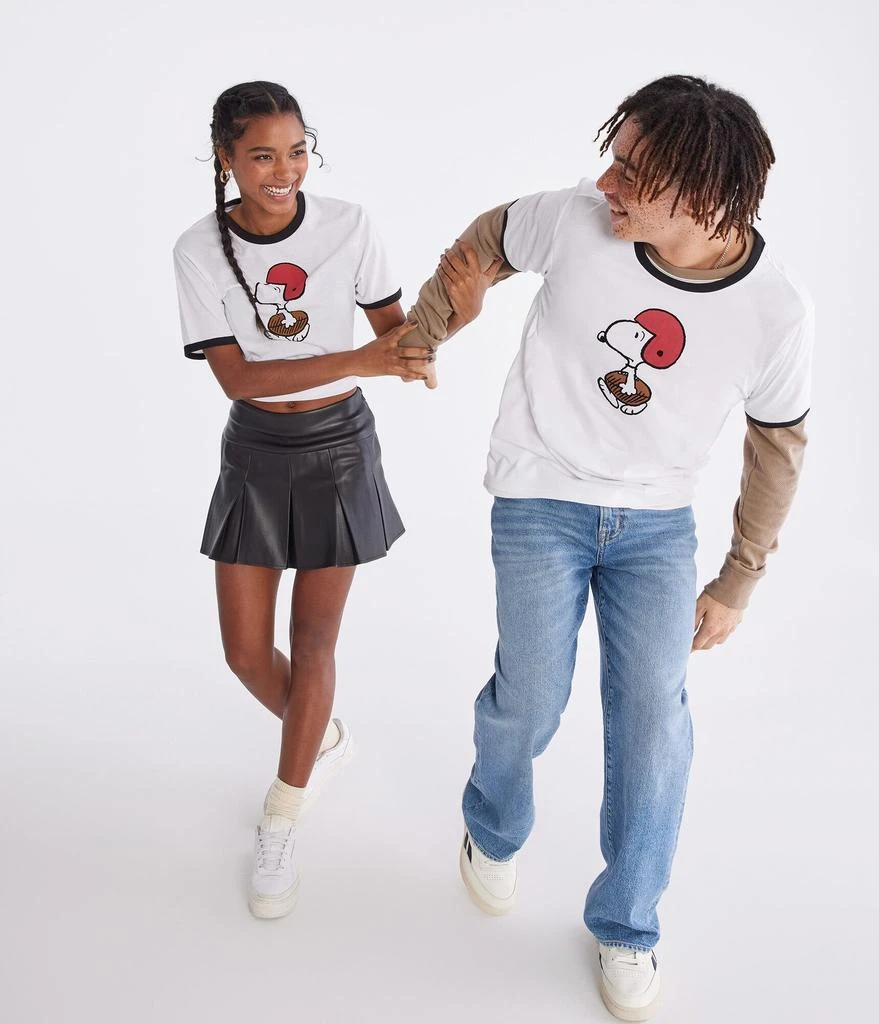 Aeropostale Peanuts | Aéropostale Football Snoopy Relaxed Ringer Graphic Tee 2