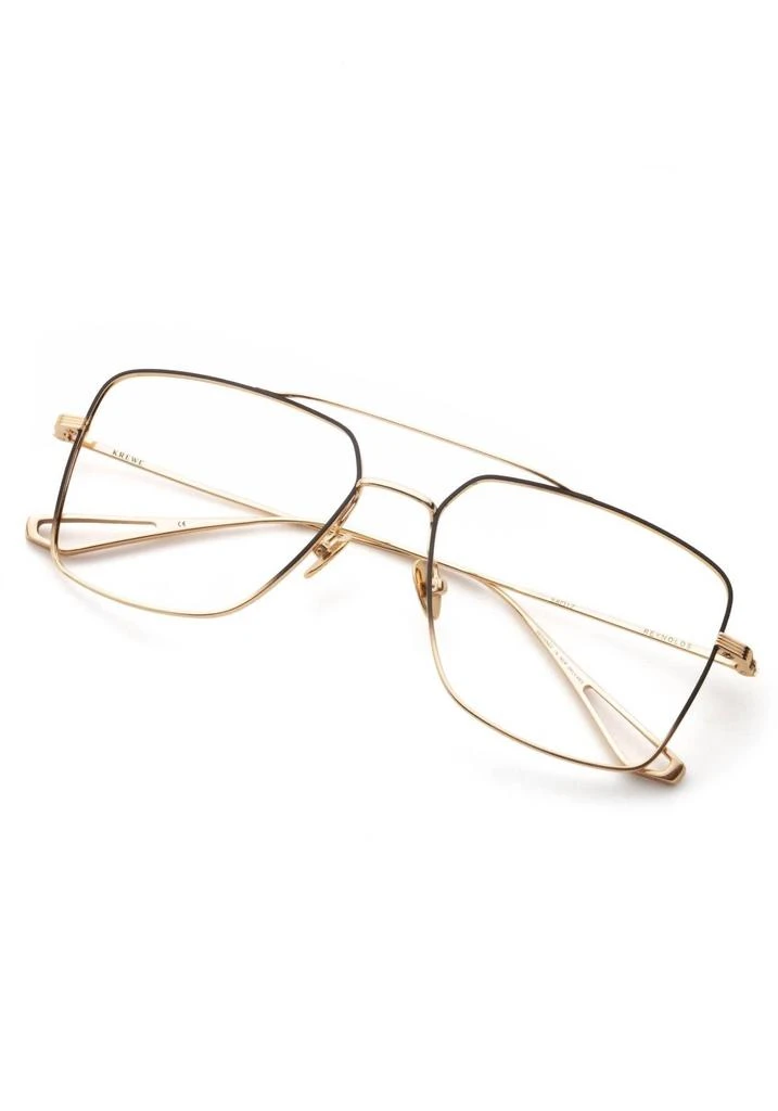 Krewe Unisex Reynolds Aviator Eyeglasses In 18K Matte Black Fade Titanium 3