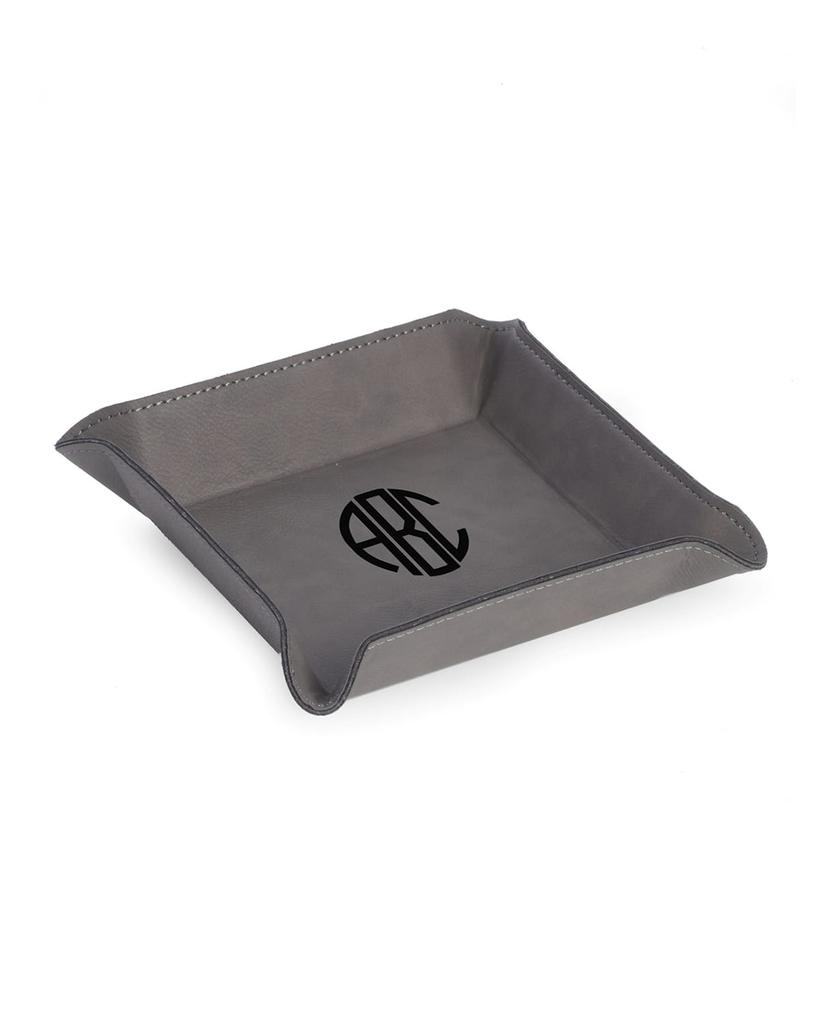 Bey-Berk Men's Personalized Vegan Leather Valet Tray