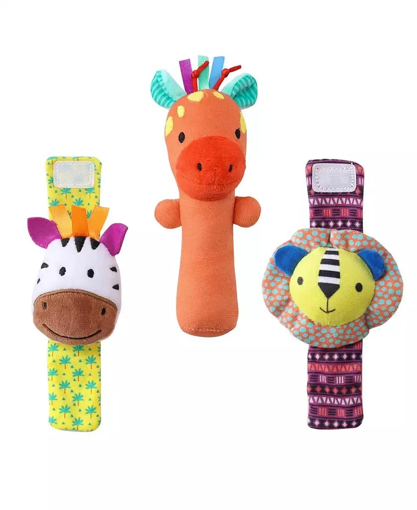 The Peanutshell Safari Baby Rattle Socks and Wrist Rattle Set, 5 Piece 3