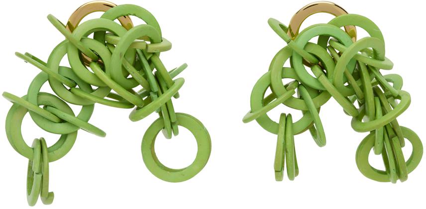 Completedworks SSENSE Exclusive Green Wood Earrings