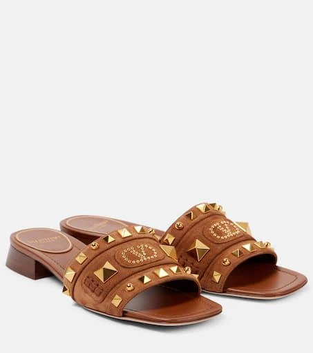 Valentino Plaster Caster studded suede slides 1