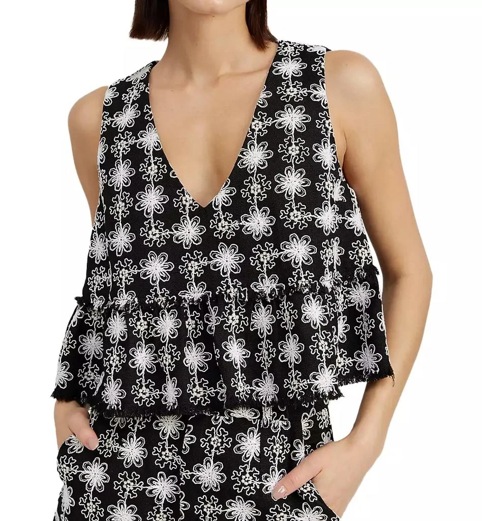 En Saison Women's Elsie Embroidered Tweed Peplum Top 1