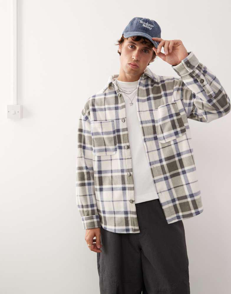 Weekday Weekday work fleece overshirt in mole