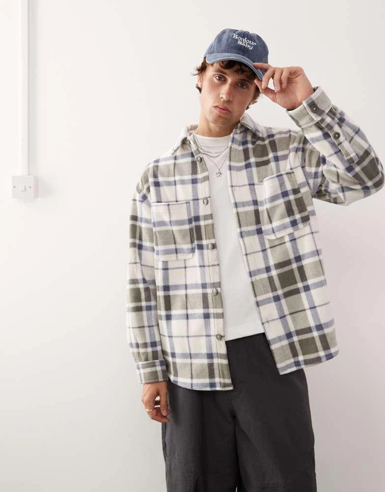 Weekday Weekday work fleece overshirt in mole 1