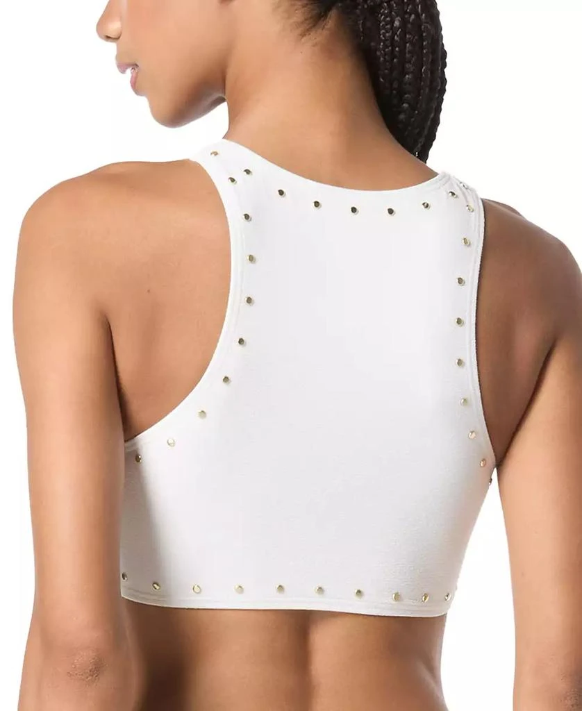 Michael Kors Women's Crepe Front-Ring Studded Bikini Top 2