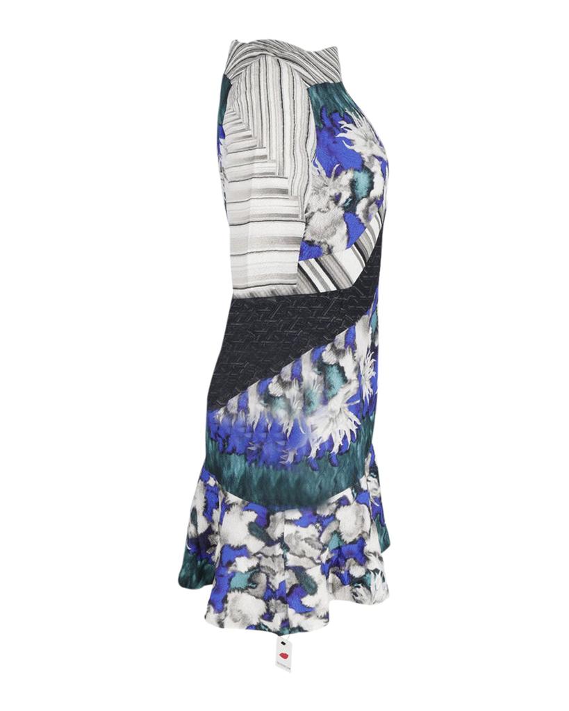 PETER PILOTTO Printed Fluted Mini Dress in Multicolor Silk