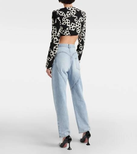 AREA Crystal-embellished straight jeans 3