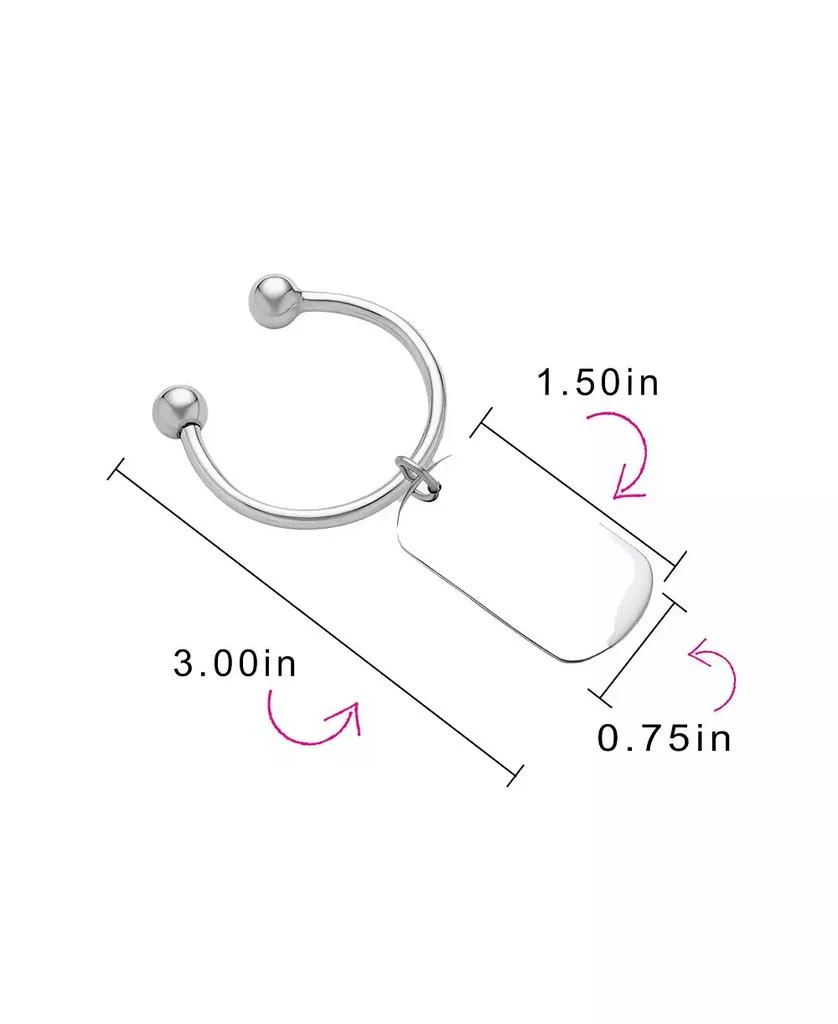 Bling Jewelry Dog Tag ID Keychain Horseshoe Key Ring Secure Ball-Screw Tip .925 Sterling Silver 5