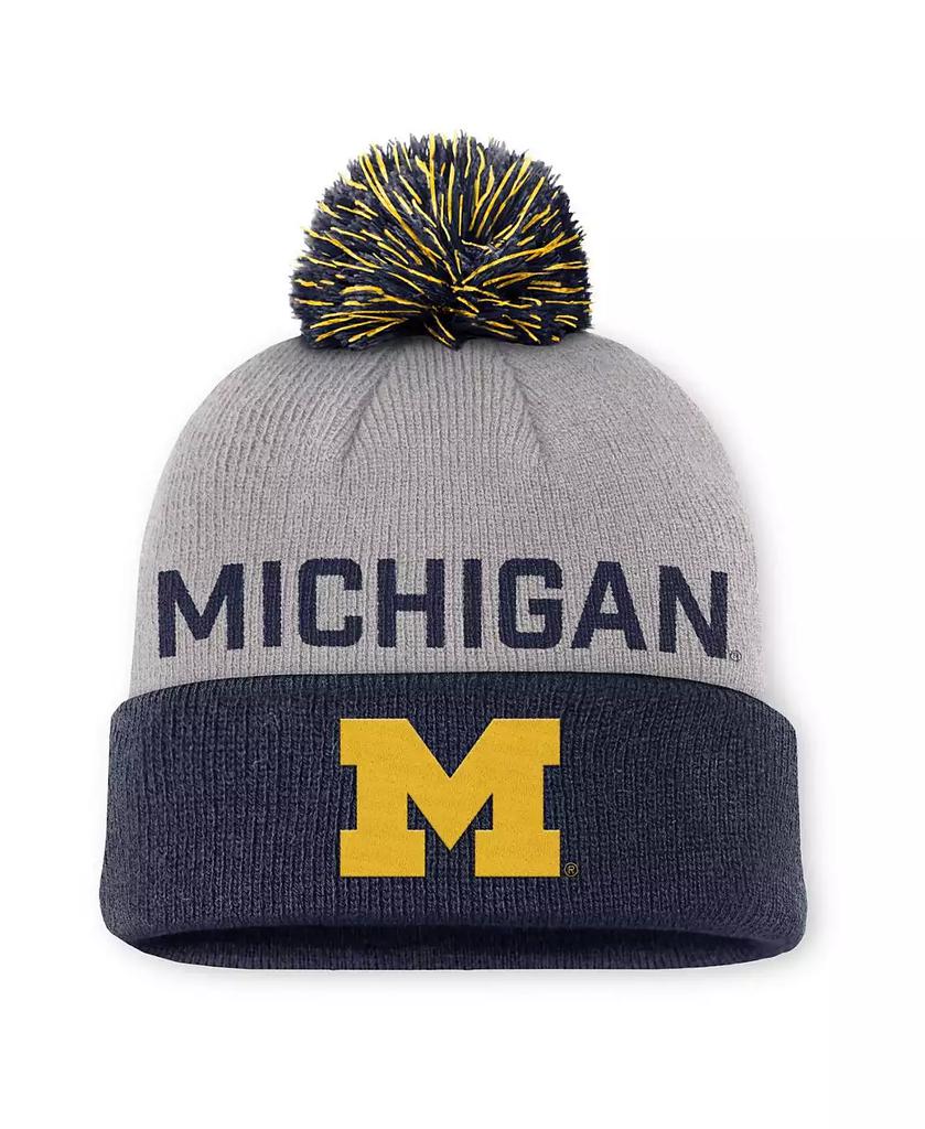 Jordan Men's Gray/Navy Michigan Wolverines Primetime Peak Cuffed with Pom Knit Hat