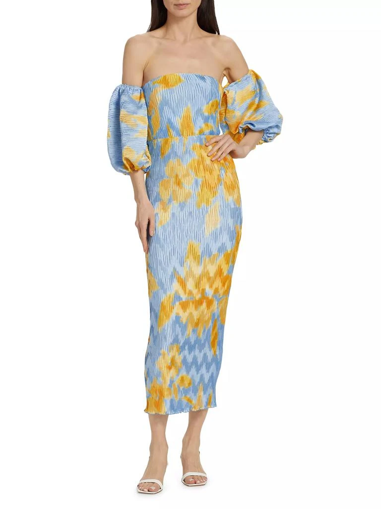 L'Idée Pleated Off-The-Shoulder Midi-Dress 3