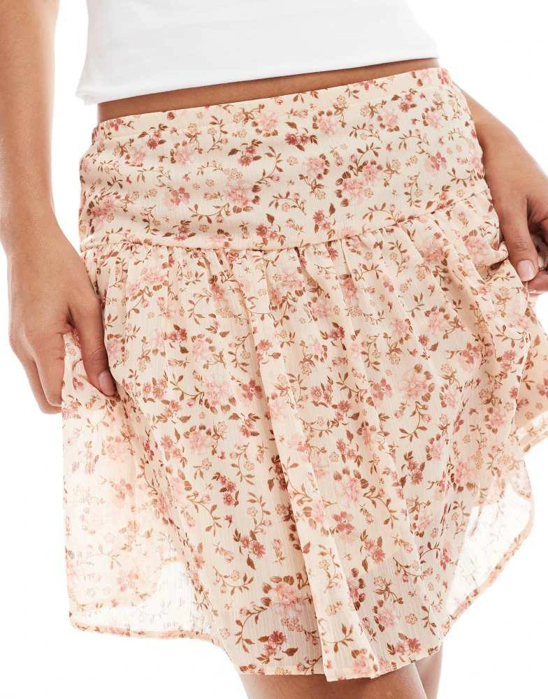 New Look New Look floral chiffon mini skirt in pink 3