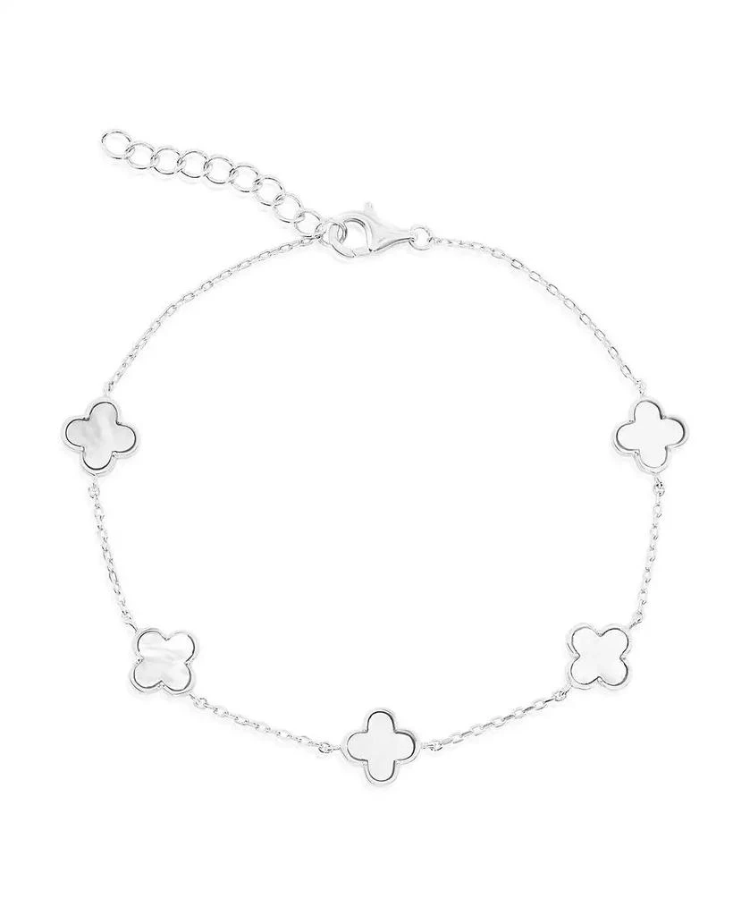 Simona Sterling Silver, Mother of Pearl Clover Bracelet