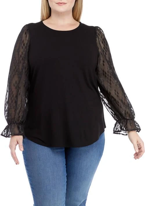 Cupio Plus Size Long Sleeve Julianna Crepe Top 1