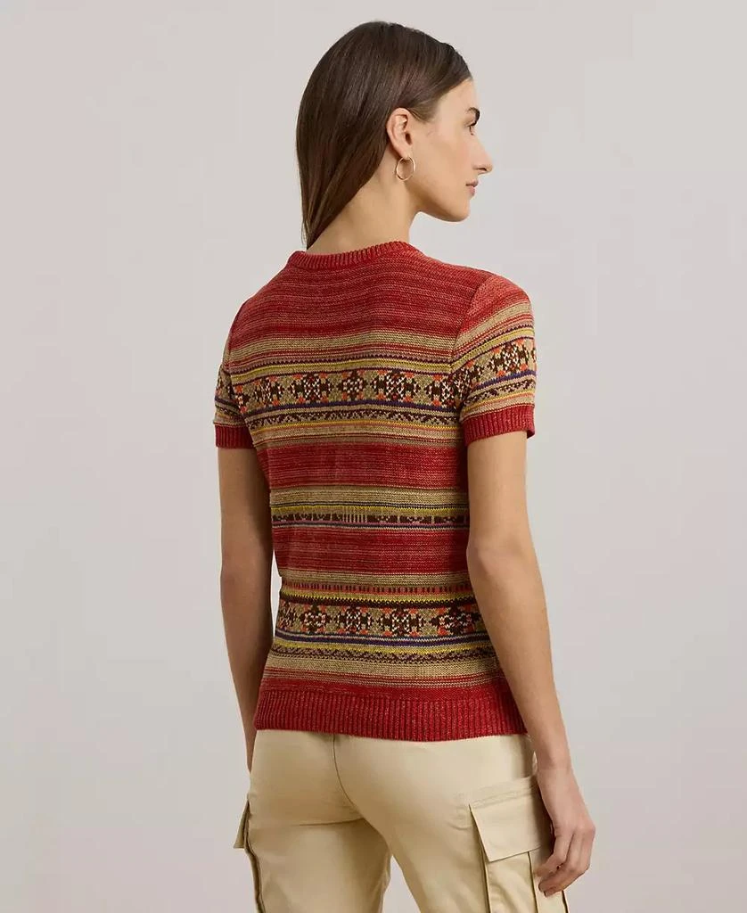 Ralph Lauren Women
s Geo-Striped Short-Sleeve Sweater, P/XS- 2
