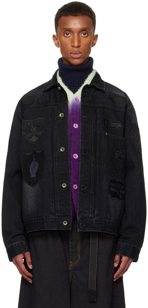 Sacai Black Paneled Denim Jacket - Jackets - Save Extra 10