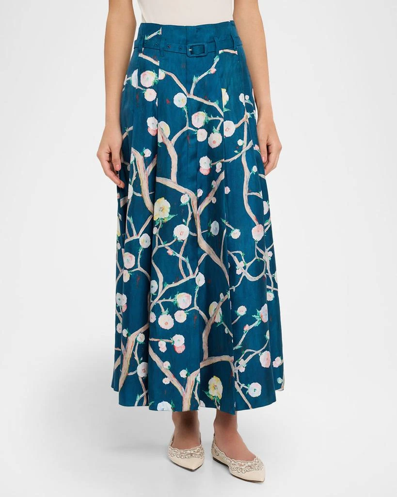 Gabriela Hearst Dugald Floral Pleated Ankle Skirt With Belt 4