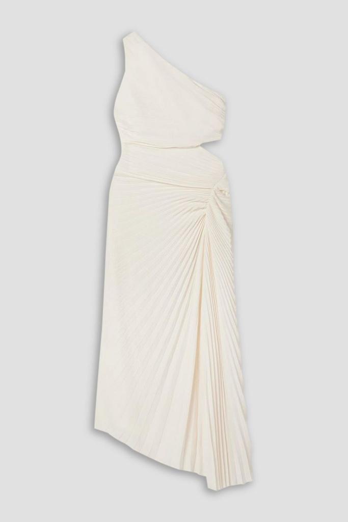 A.L.C. Dahlia one-shoulder cutout pleated crepe maxi dress