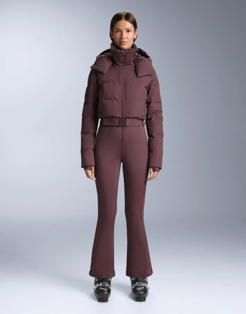 OYSHO OYSHO Minardi piume ski water-resistant jumpsuit padded with 80% down and 20% feather in dark wine red
