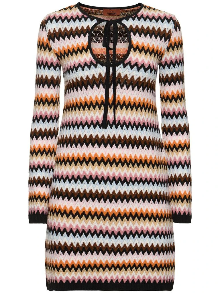 Missoni Striped Wool Knit Long Sleeve Mini Dress 1