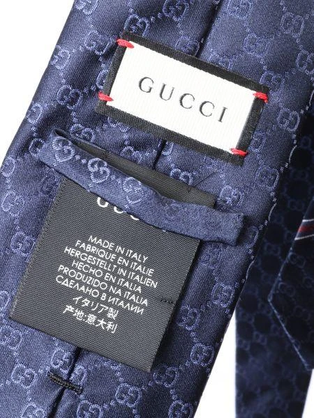 Gucci NAVY SILK TIE WITH GG MOTIF 4