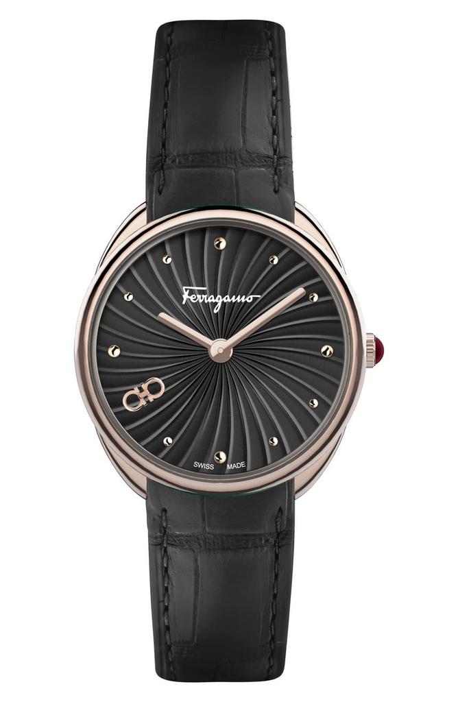 セールSalvatore Ferragamo クロコ柄レザーストラップ腕時計34mm セールSalvatore Ferragamo クロコ柄レザーストラップ腕時計34mm
