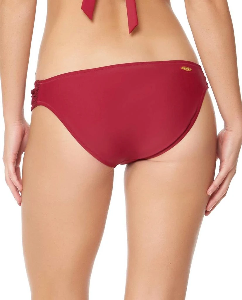Jessica Simpson Flower Power Crochet Side Shirred Hipster Bikini Bottom In Spice 2