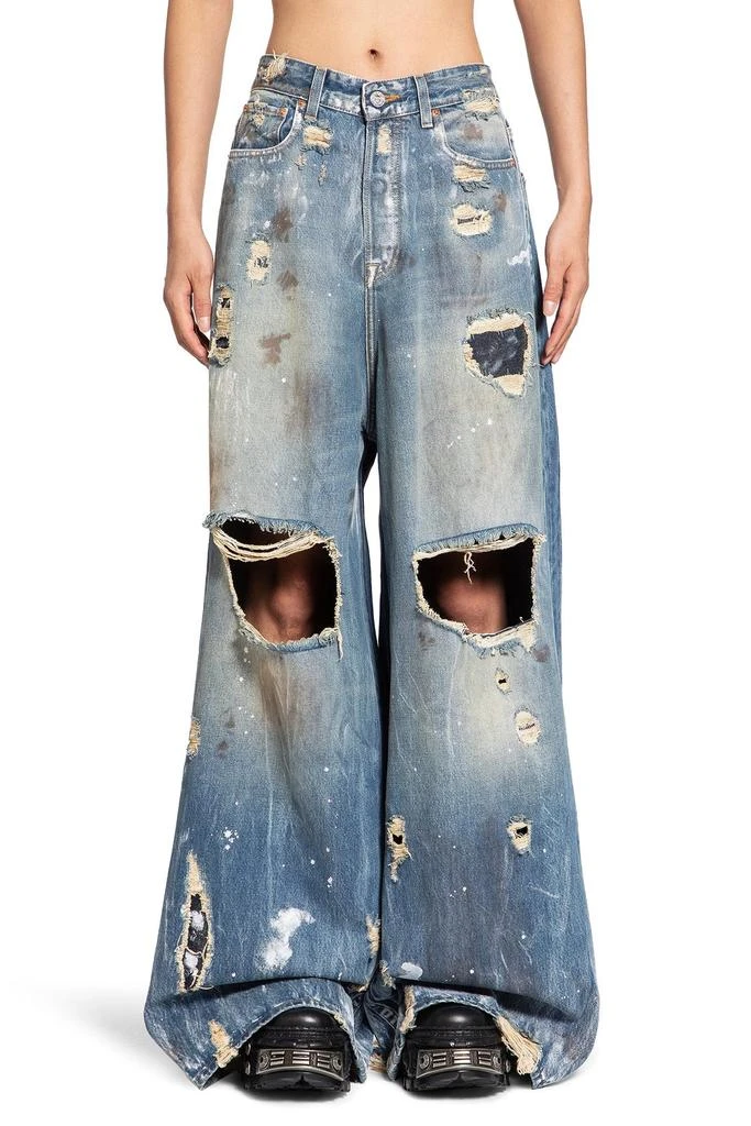 Vetements Vetements Distressed-Effect Wide-Leg Jeans 1