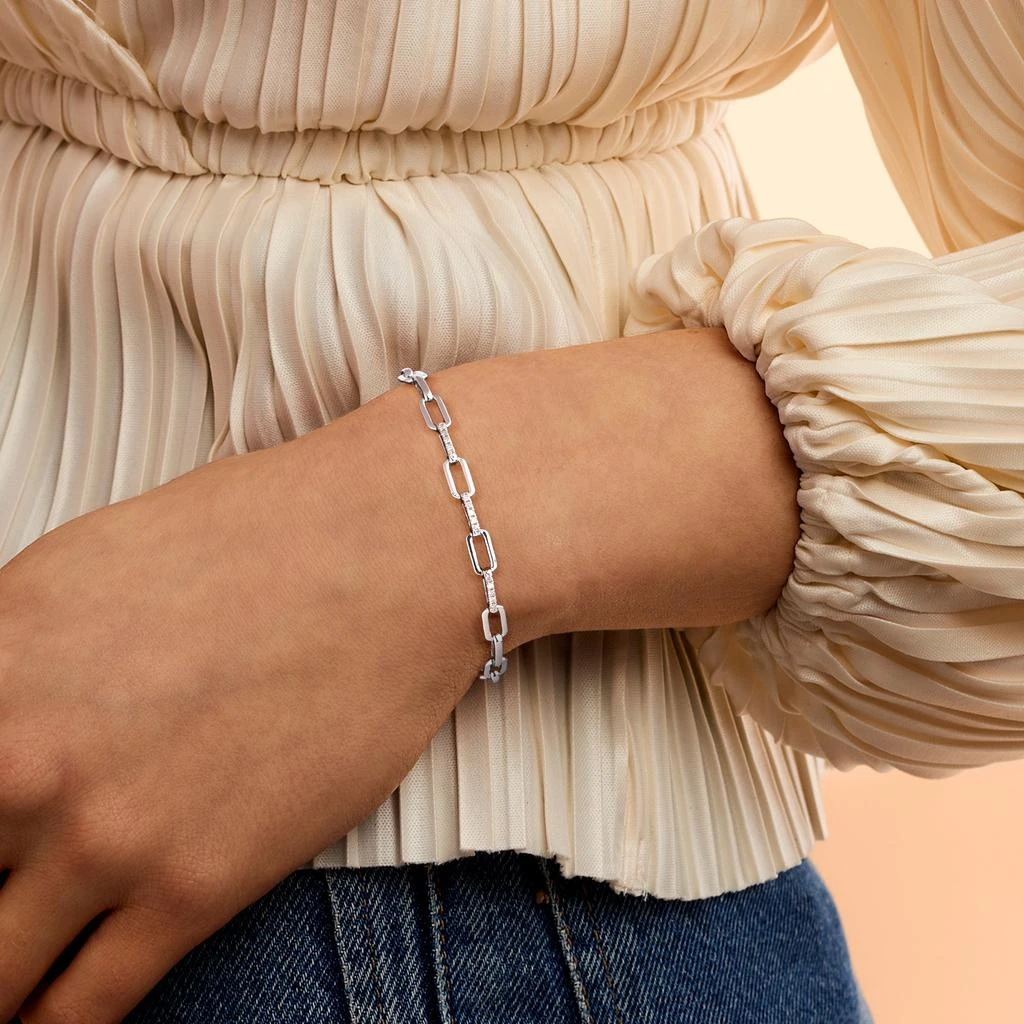 RS Pure by Ross-Simons Diamond Paper Clip Link Bracelet in Sterling Silver 2