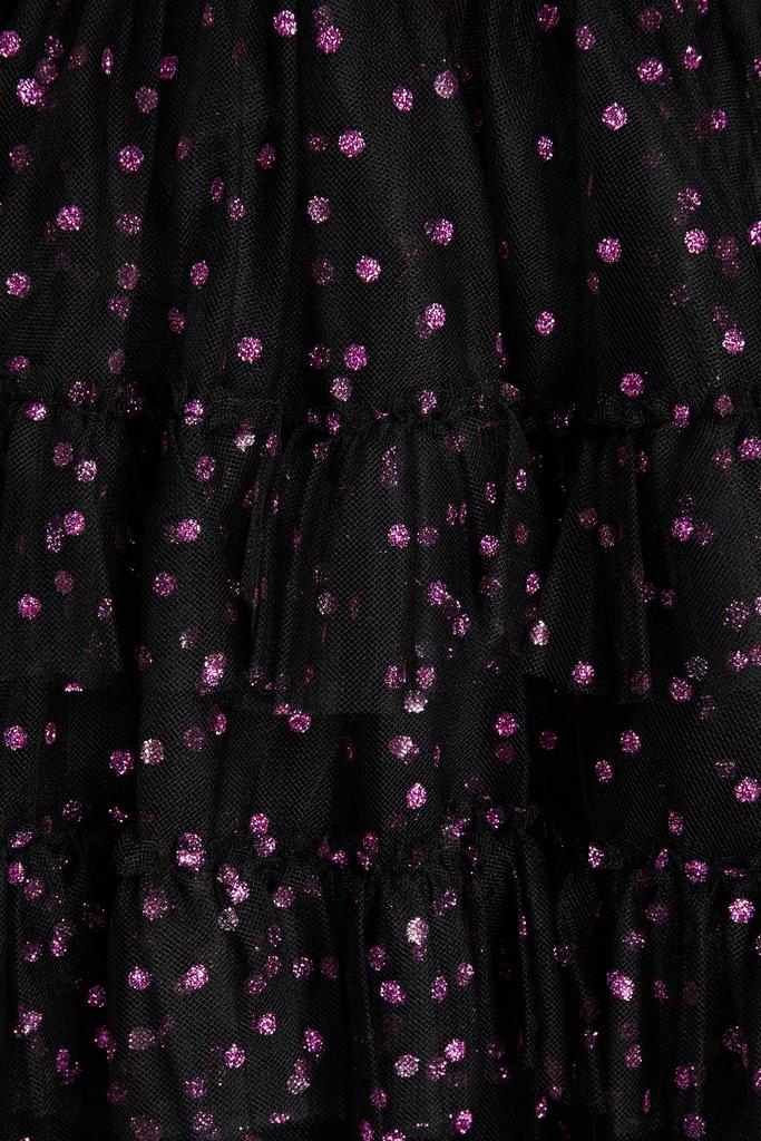 RED VALENTINO★素敵！Pussy-bow ruffled glittered tulle dress REDVALENTINO Pussy-bow tiered glittered tulle mini dress