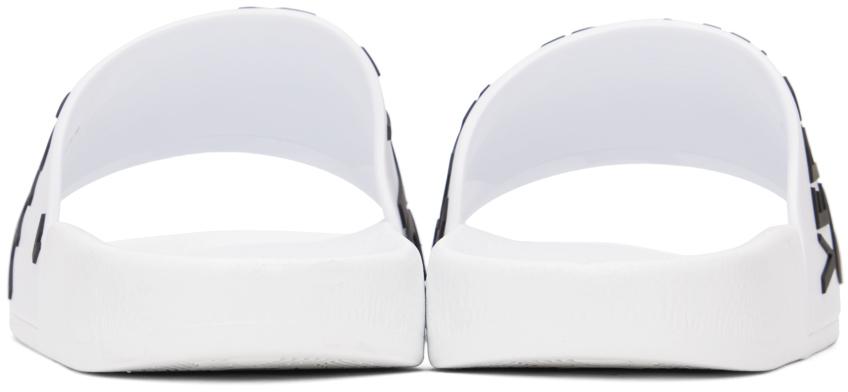 Versace Jeans Couture White Logo Slides