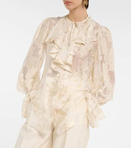 ETRO Ruffled floral silk-crepon blouse 6