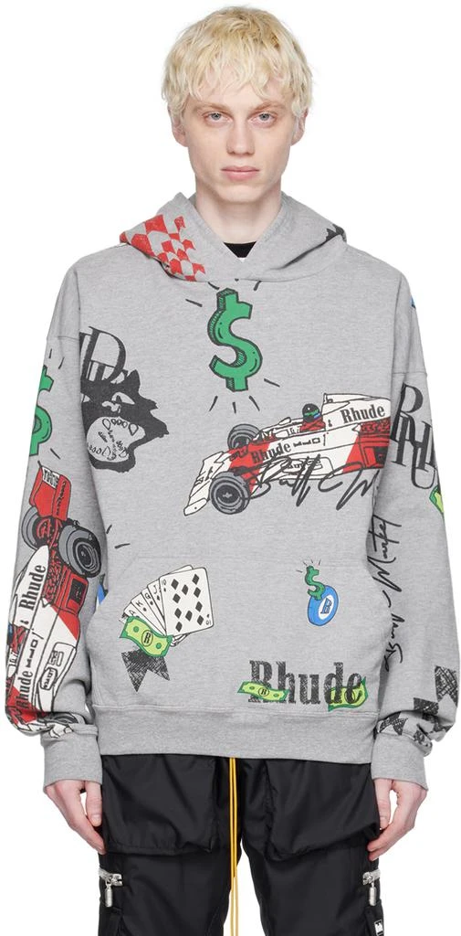 Rhude Gray Doodle Hoodie 1