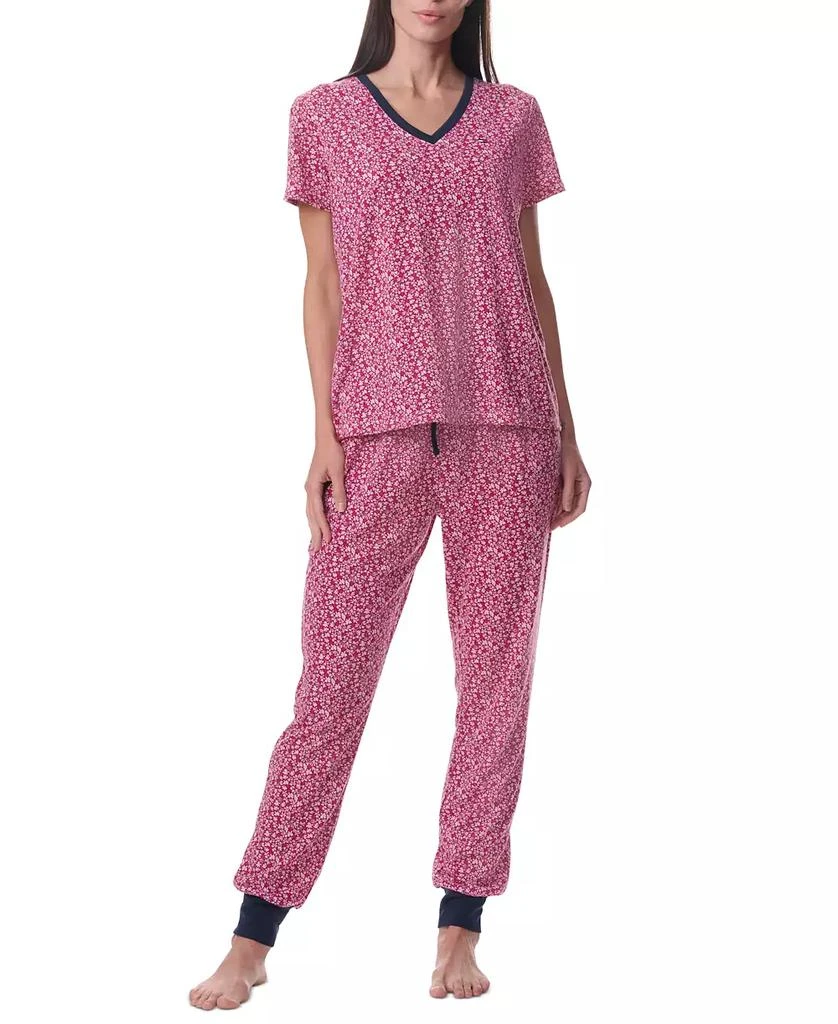 Tommy Hilfiger Women's Printed Short-Sleeve Tee & Jogger Set 4