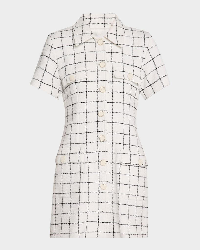 Marella Vidim Grid-Print Tweed Mini Shirtdress