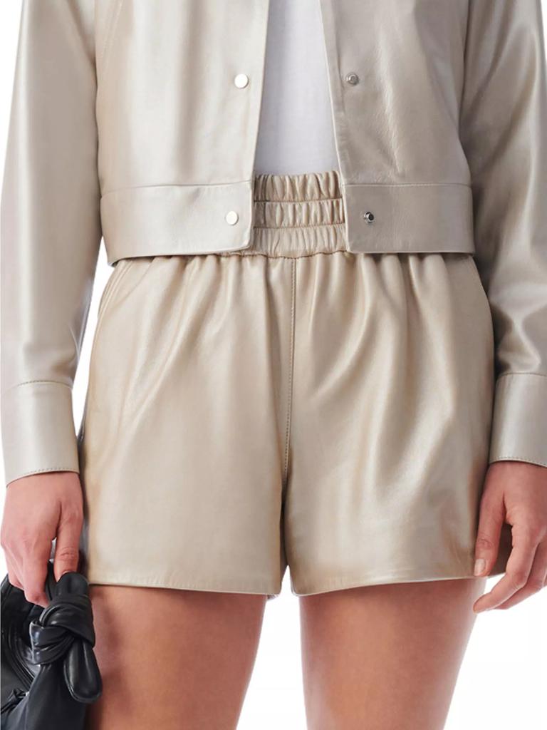 IRO Sultan High-Waisted Leather Lame Shorts