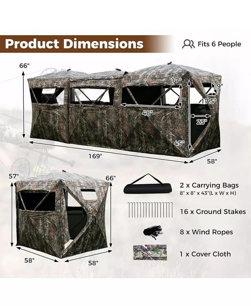 Mecale Double One-Way See-Through Ground Hunting Blinds for 2-6 People, Side-by-Side Shelter 2