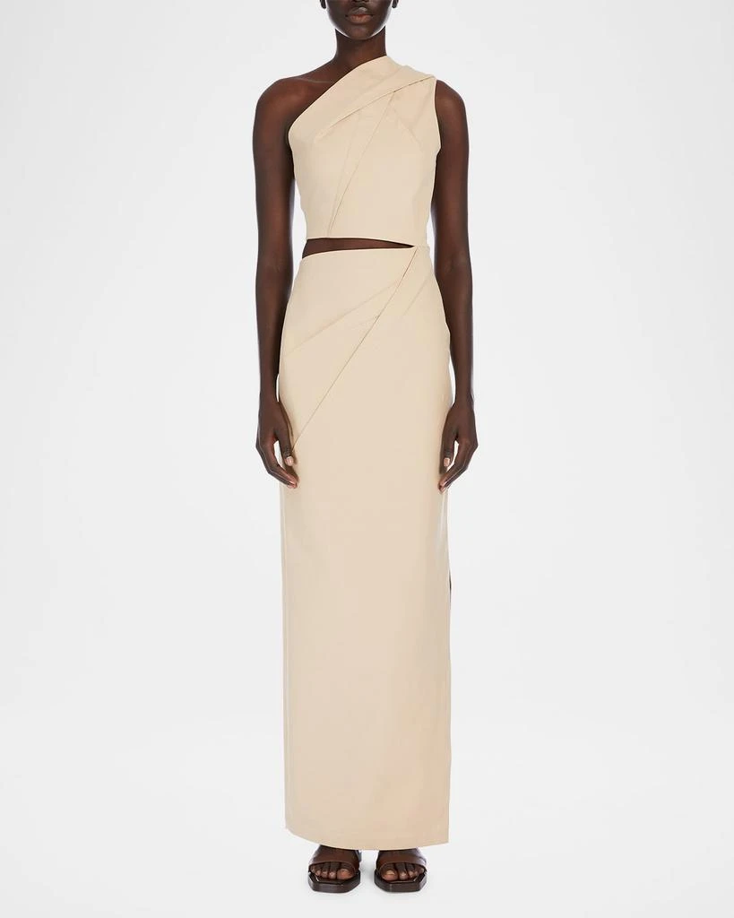 Max Mara Pleated One-Shoulder Cutout Maxi Dress 2